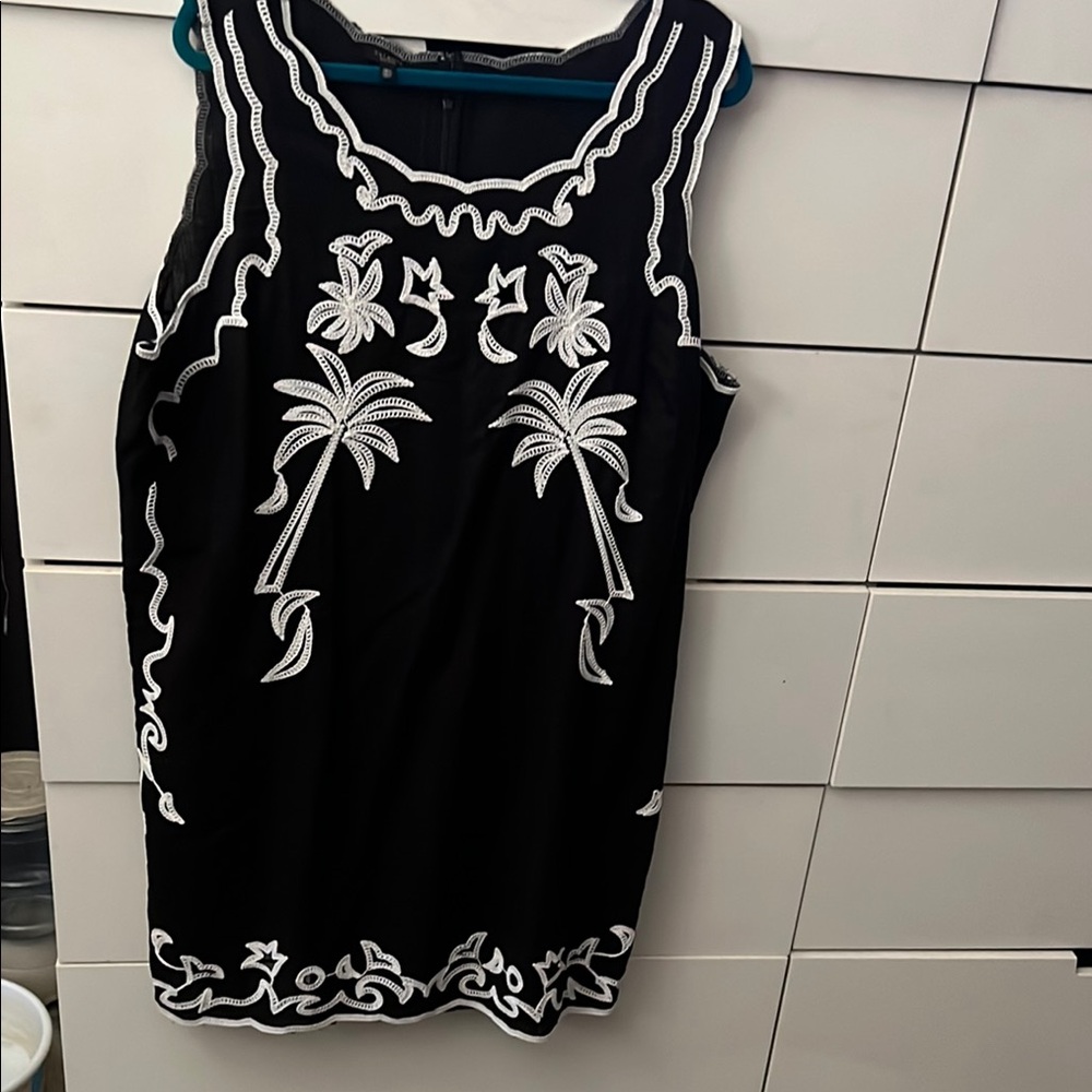 NWT Women’s Talbots Black Summer Dress with White Embroidery
